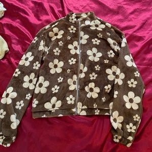 Fuzzy zip up jacket